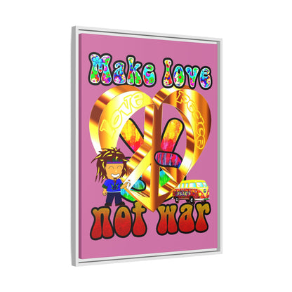 love peace - framed canvas art (light pink)