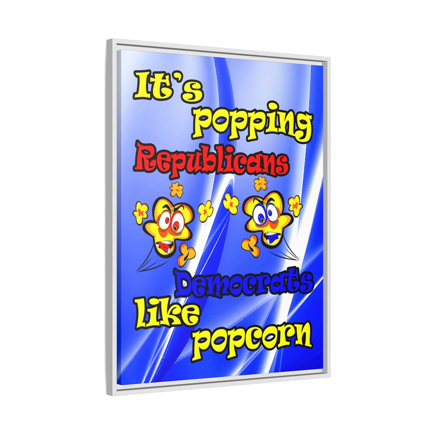 popping like popcorn - framed canvas art (blue-white wave)