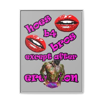 hoes b4 bros - framed canvas art (light grey)