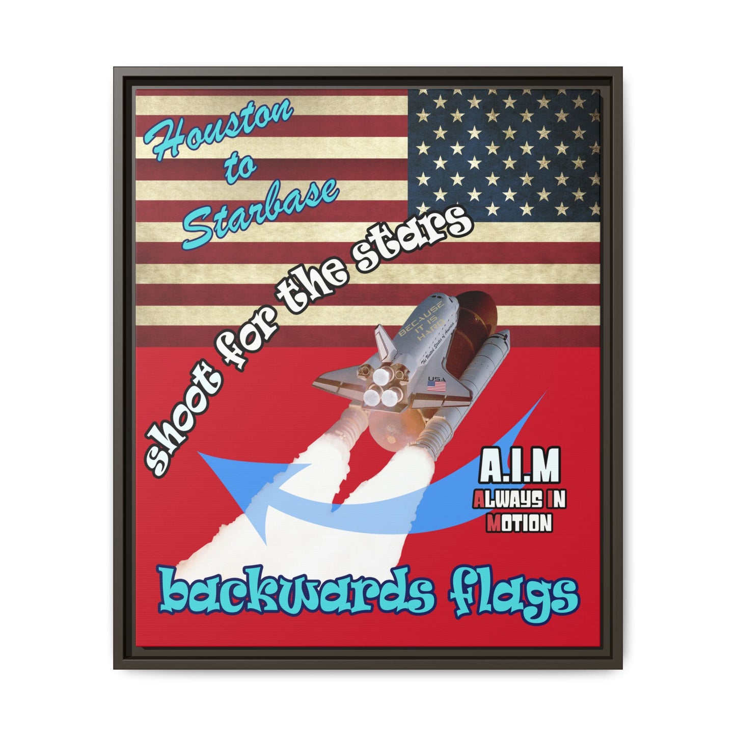 shoot for the stars - framed canvas art (dark red)
