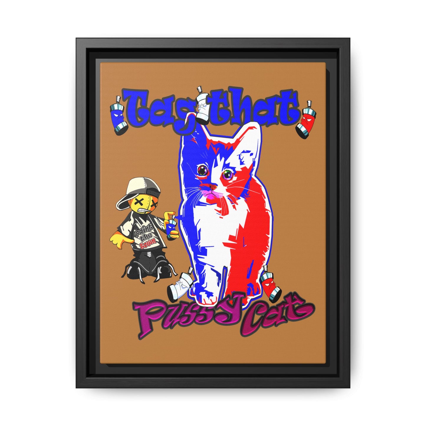 tag that - framed canvas art (light brown)