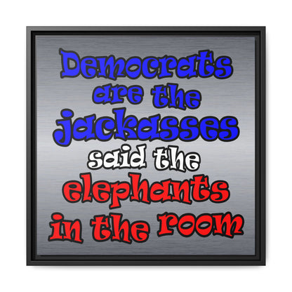 donkeys and elephants - framed canvas art (brushed nickel)