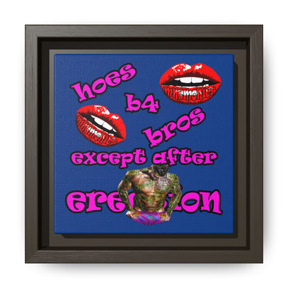 hoes b4 bros - framed canvas art (dark blue)