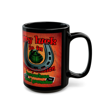 my luck - Black Mug (burnt orange)