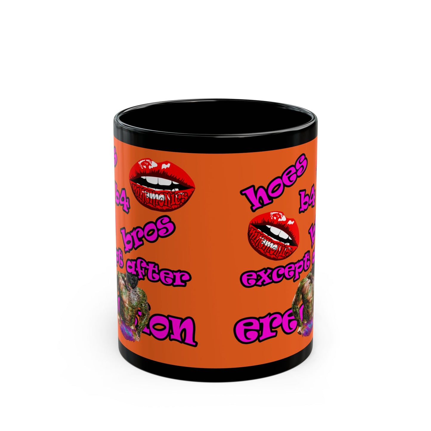 hoes b4 bros - Black Mug (orange)