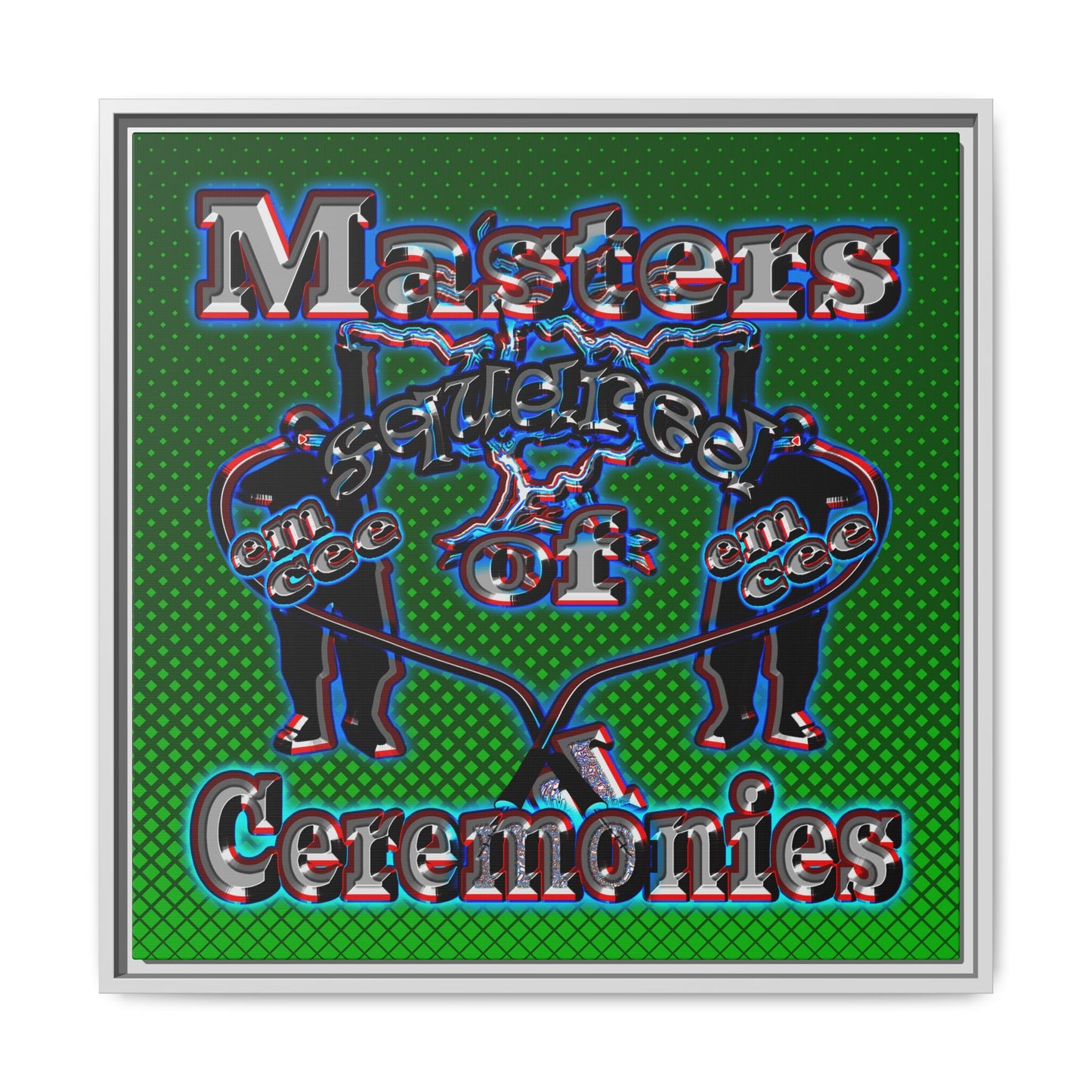 em cee squared - framed canvas art (logo green)