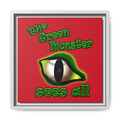 green monster - framed canvas art (dark red)