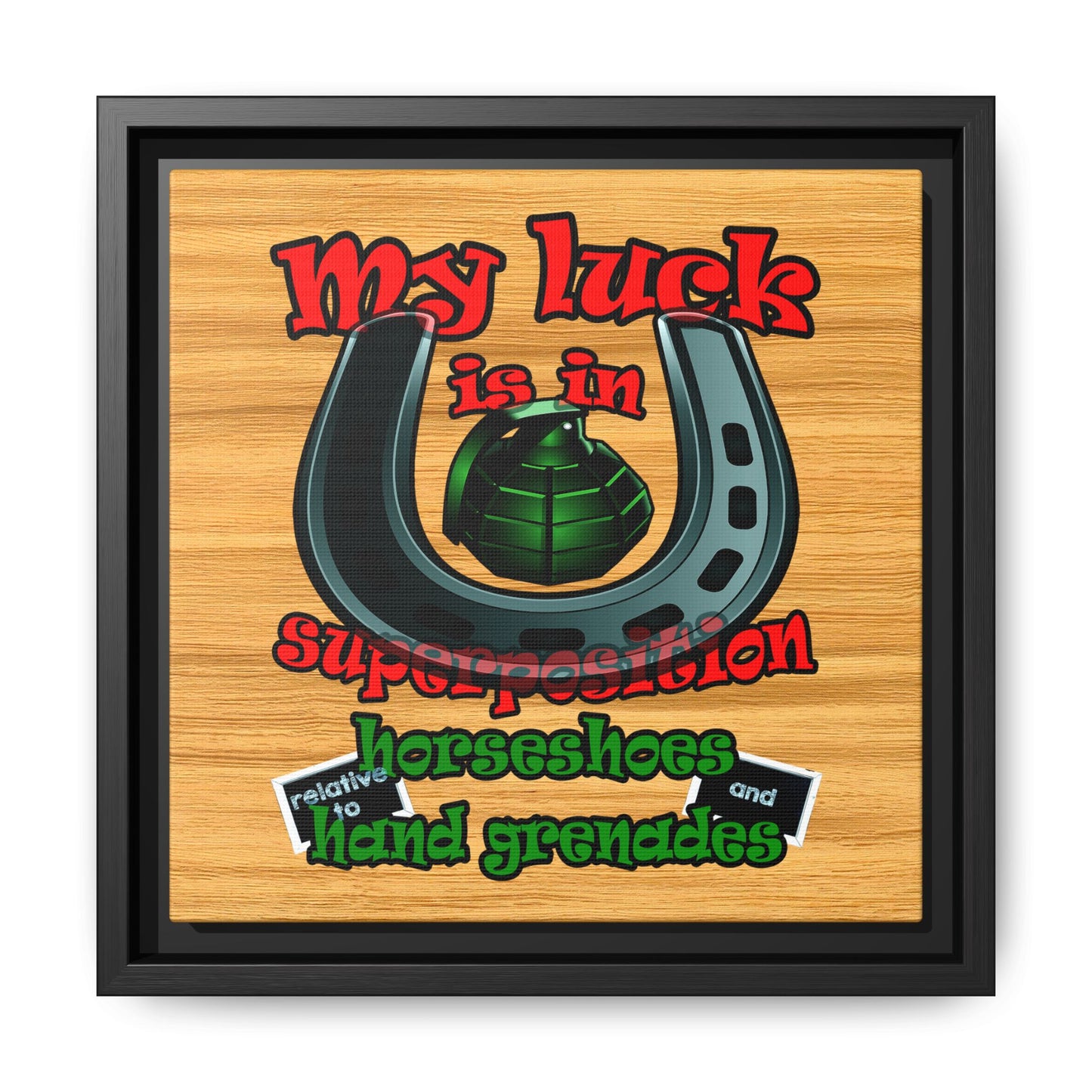 my luck - framed canvas art (butterscotch wood finish)