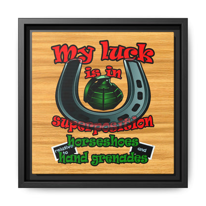 my luck - framed canvas art (butterscotch wood finish)