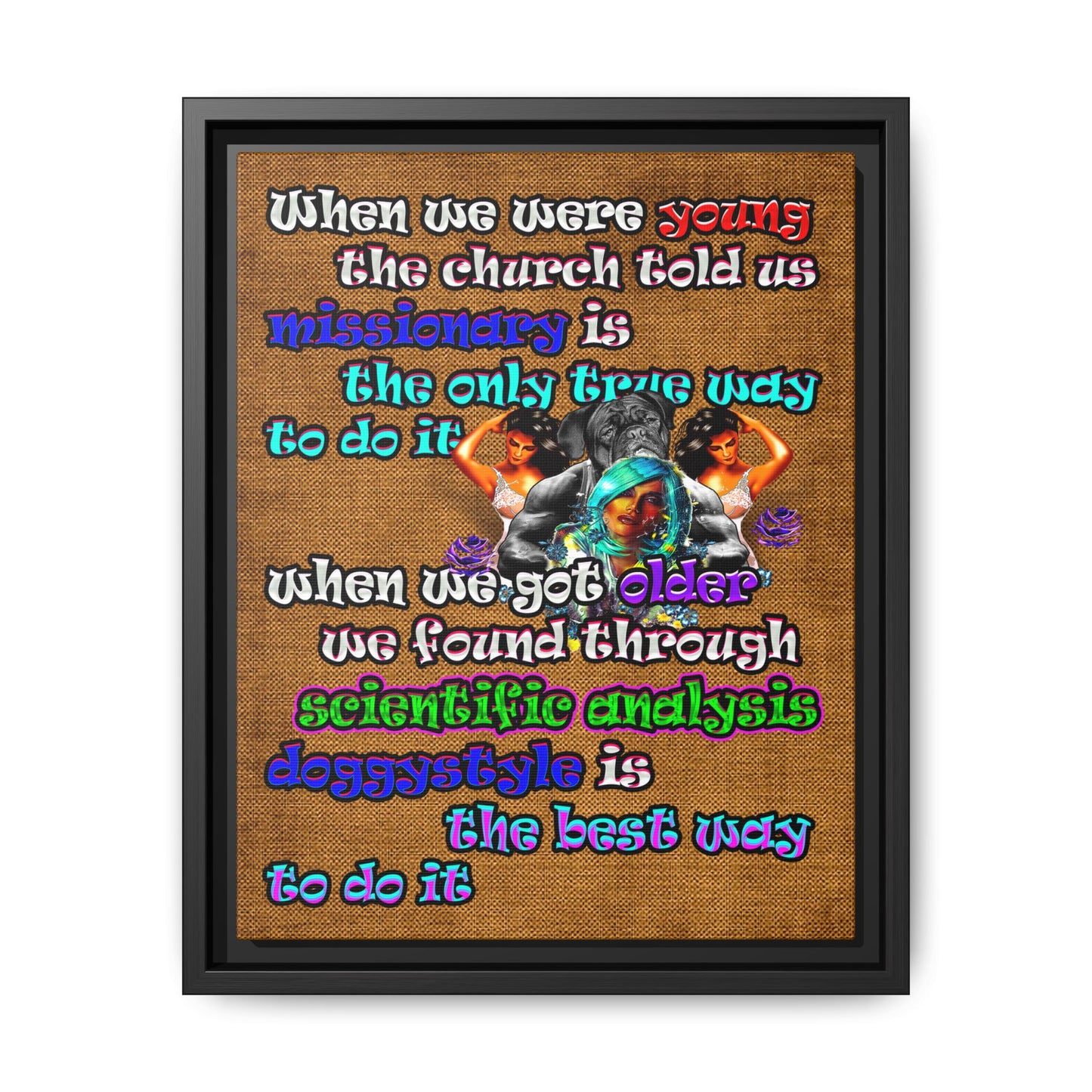doggystyle - framed canvas art (brown papyrus)