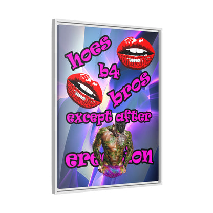 hoes b4 bros - framed canvas art (grey-pink wave)