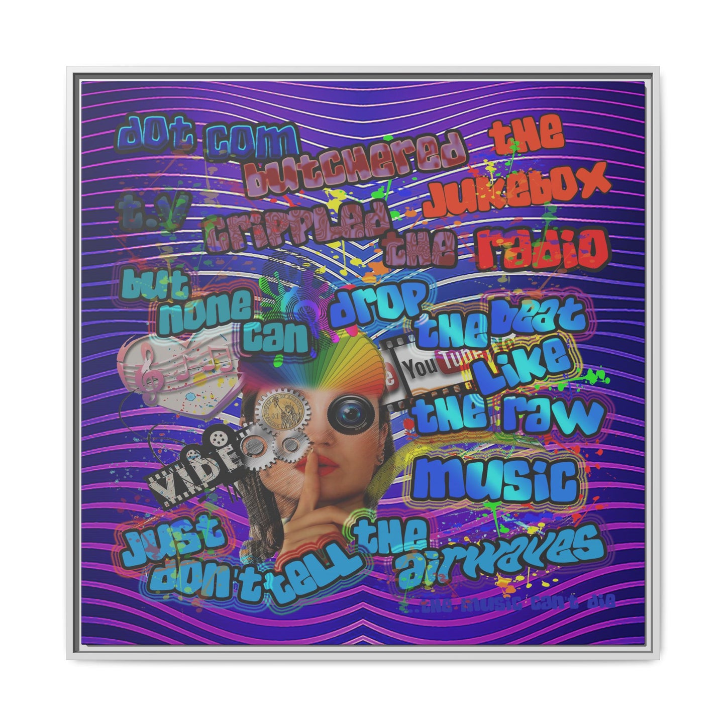 drop the beat - framed canvas art (purple wave)