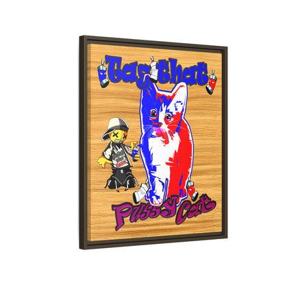 tag that - framed canvas art (butterscotch wood finish)