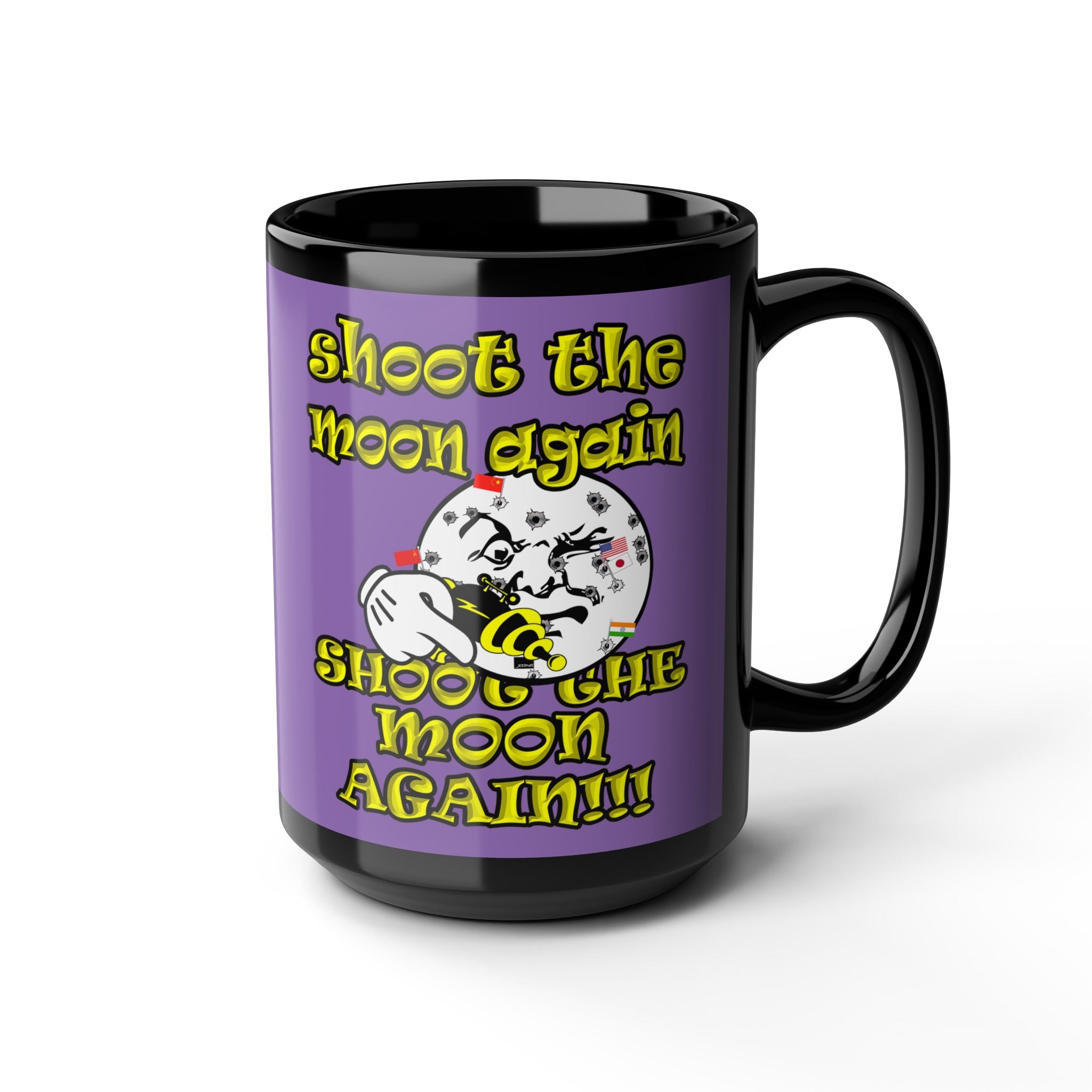 shoot the moon again - Black Mug (light purple)