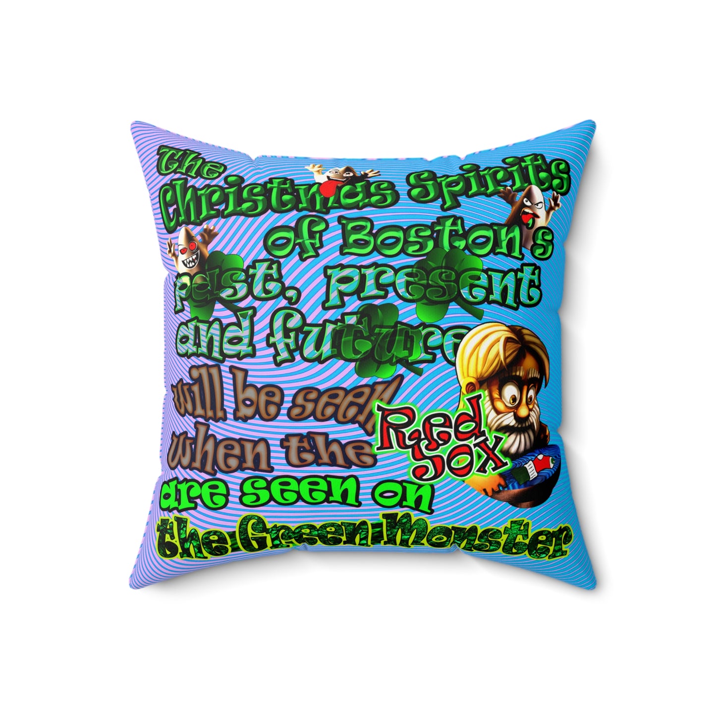 christmas spirits of boston - Faux Suede Square Pillow - (light blue-purple wave)