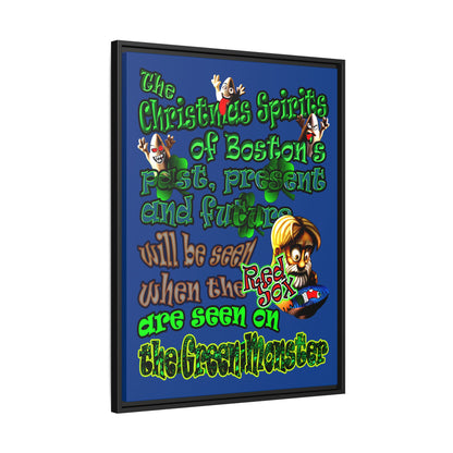 christmas spirits of boston - framed canvas art (dark blue)
