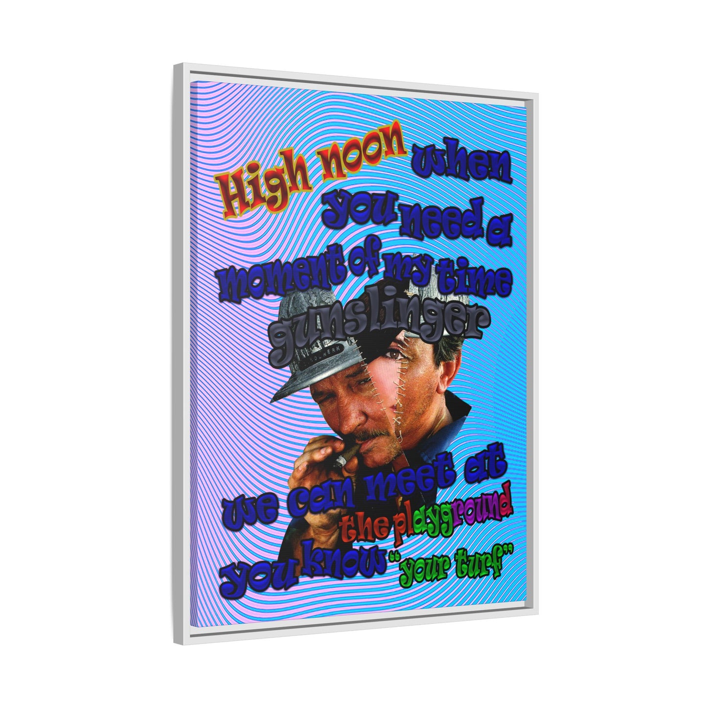 high noon - framed canvas art (light blue-purple wave)