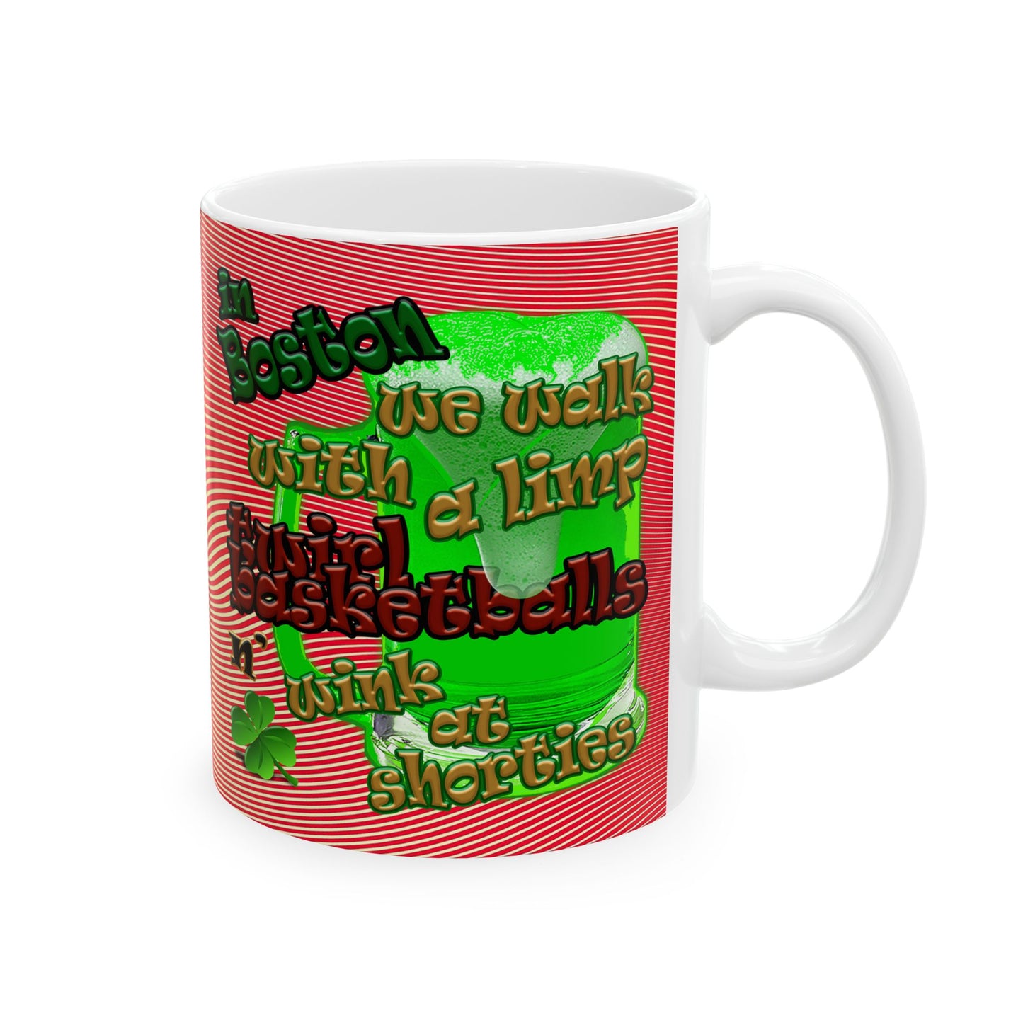 celtics logo - White Mug (yellow-orange wave)