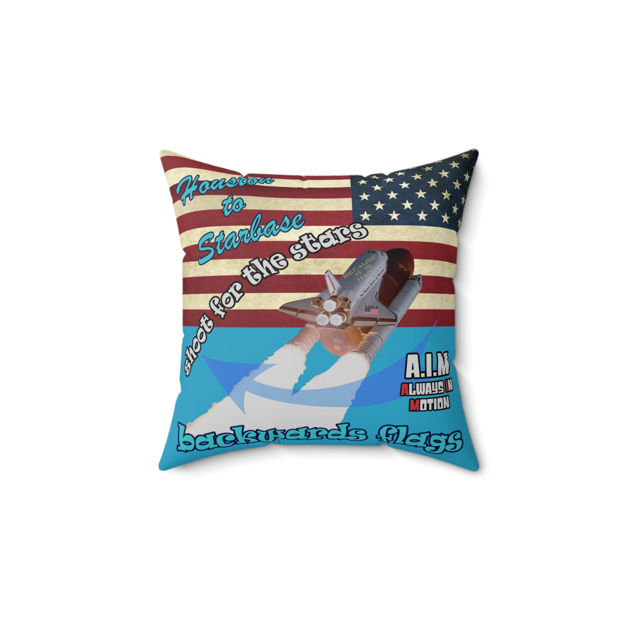 shoot for the stars - Spun Polyester Square Pillow - (turquoise)