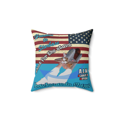 shoot for the stars - Spun Polyester Square Pillow - (turquoise)