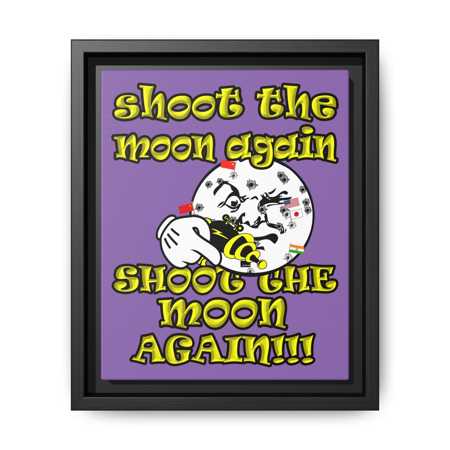 shoot the moon again - framed canvas art (light purple)