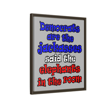 donkeys and elephants - framed canvas art (light grey)