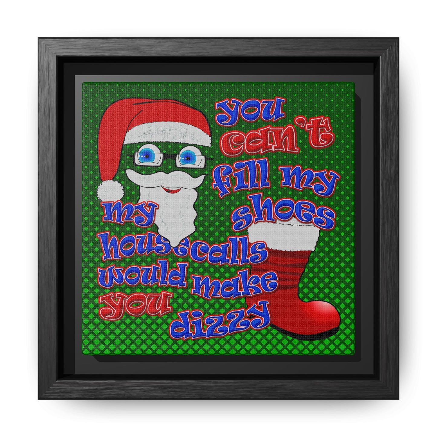 santa's shoes - framed canvas art (logo green)