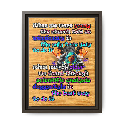 doggystyle - framed canvas art (butterscotch wood finish)