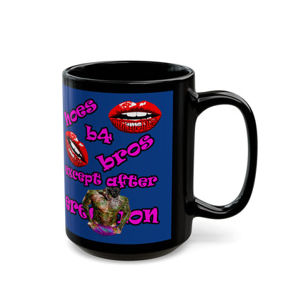 hoes b4 bros - Black Mug (dark blue)