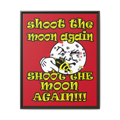 shoot the moon again - framed canvas art (dark red)