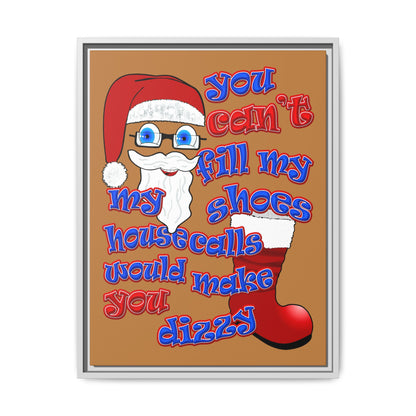 santa's shoes - framed canvas art (light brown)