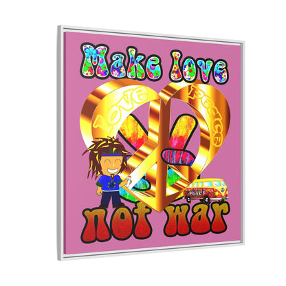 love peace - framed canvas art (light pink)