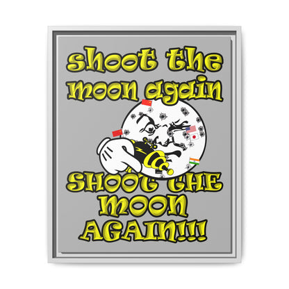 shoot the moon again - framed canvas art (light grey)