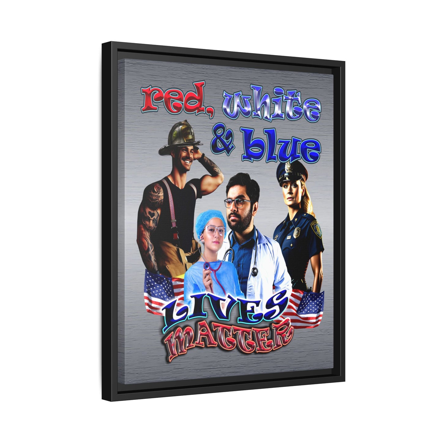 rw&b lives matter - framed canvas art (brushed nickel)