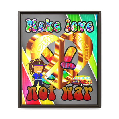 love peace - framed canvas art (rainbow split)