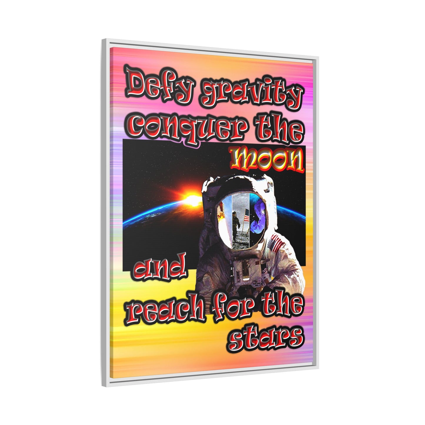 defy conquer reach - framed canvas art (color blur)