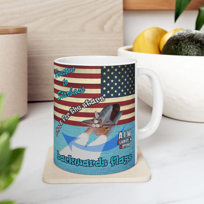 shoot for the stars - White Mug (faded blue)