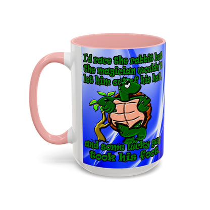 turtle race - Accent Mug (blue-white wave)