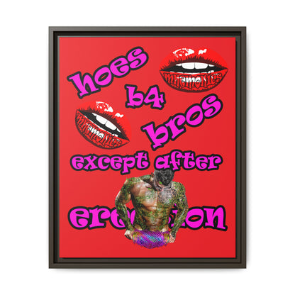 hoes b4 bros - framed canvas art (red)