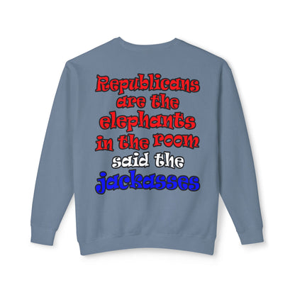 donkeys and elephants - Unisex Lightweight Crewneck Sweatshirt