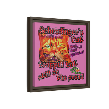 schrodinger's cat - framed canvas art (light pink)