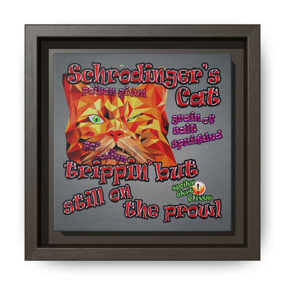 schrodinger's cat - framed canvas art (grey-light grey)