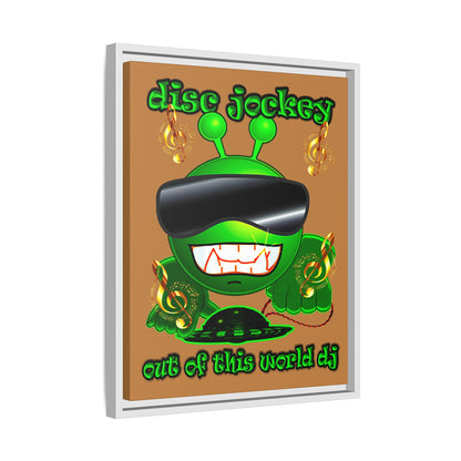disc jockey - framed canvas art (light brown)