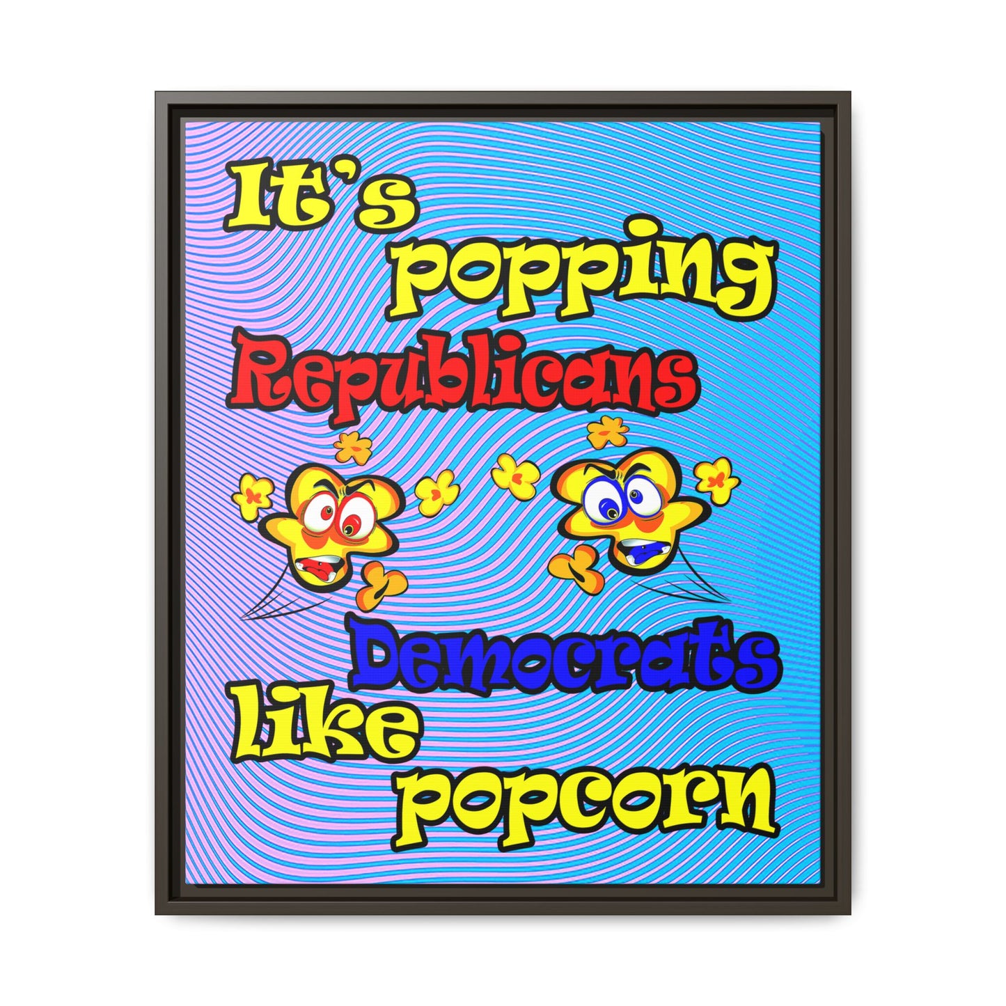 popping like popcorn - framed canvas art (light blue-purple wave)