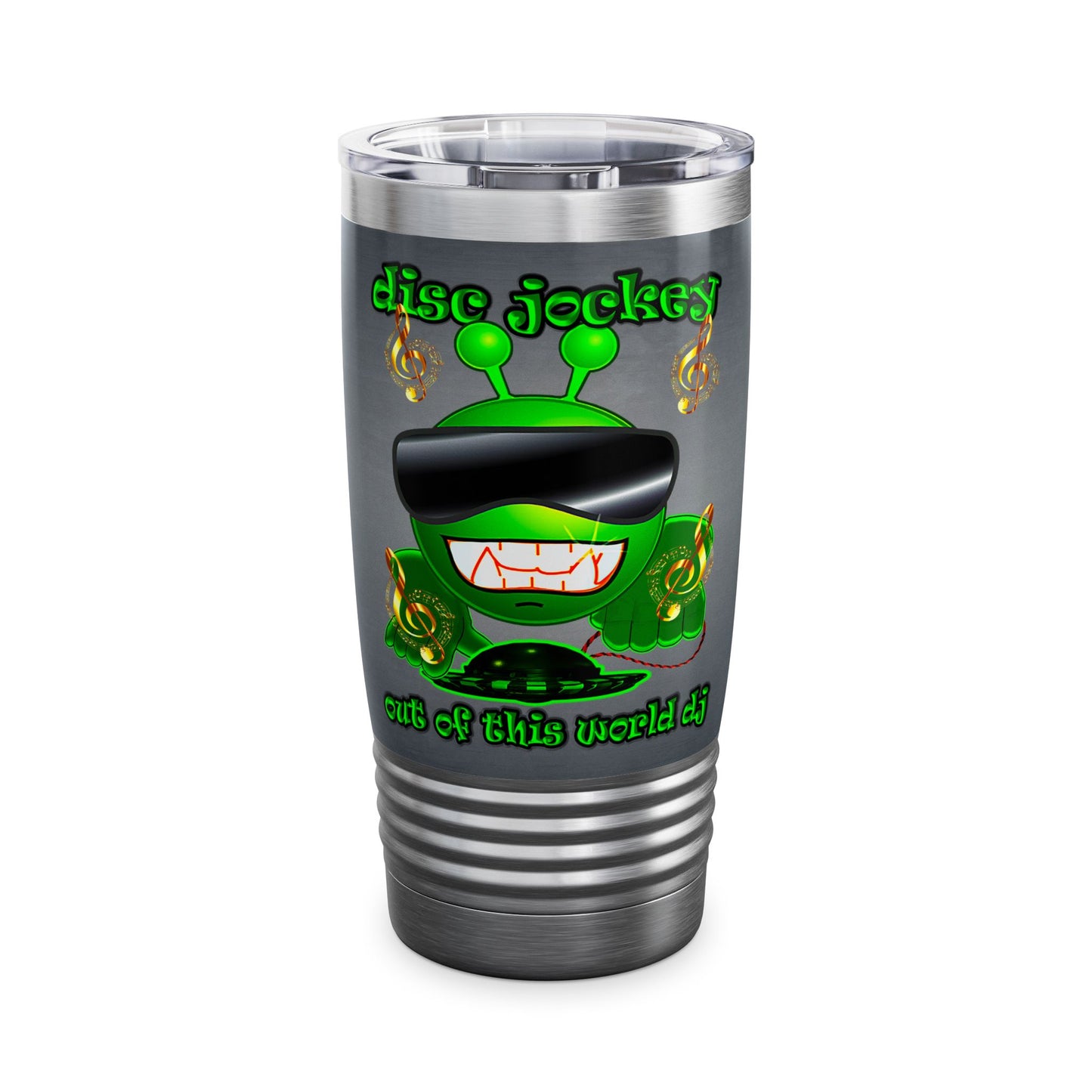 disc jockey - Ringneck Tumbler, 20oz (grey-light grey)