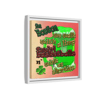 celtics logo - framed canvas art (yellow-orange wave)