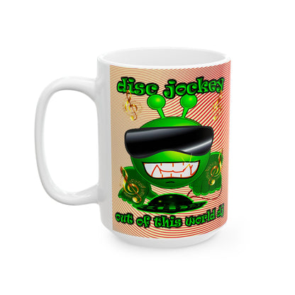 disc jockey - White Mug (yellow-orange wave)