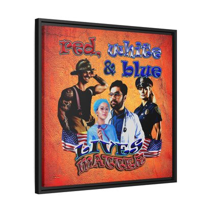 rw&b lives matter - framed canvas art (burnt orange)