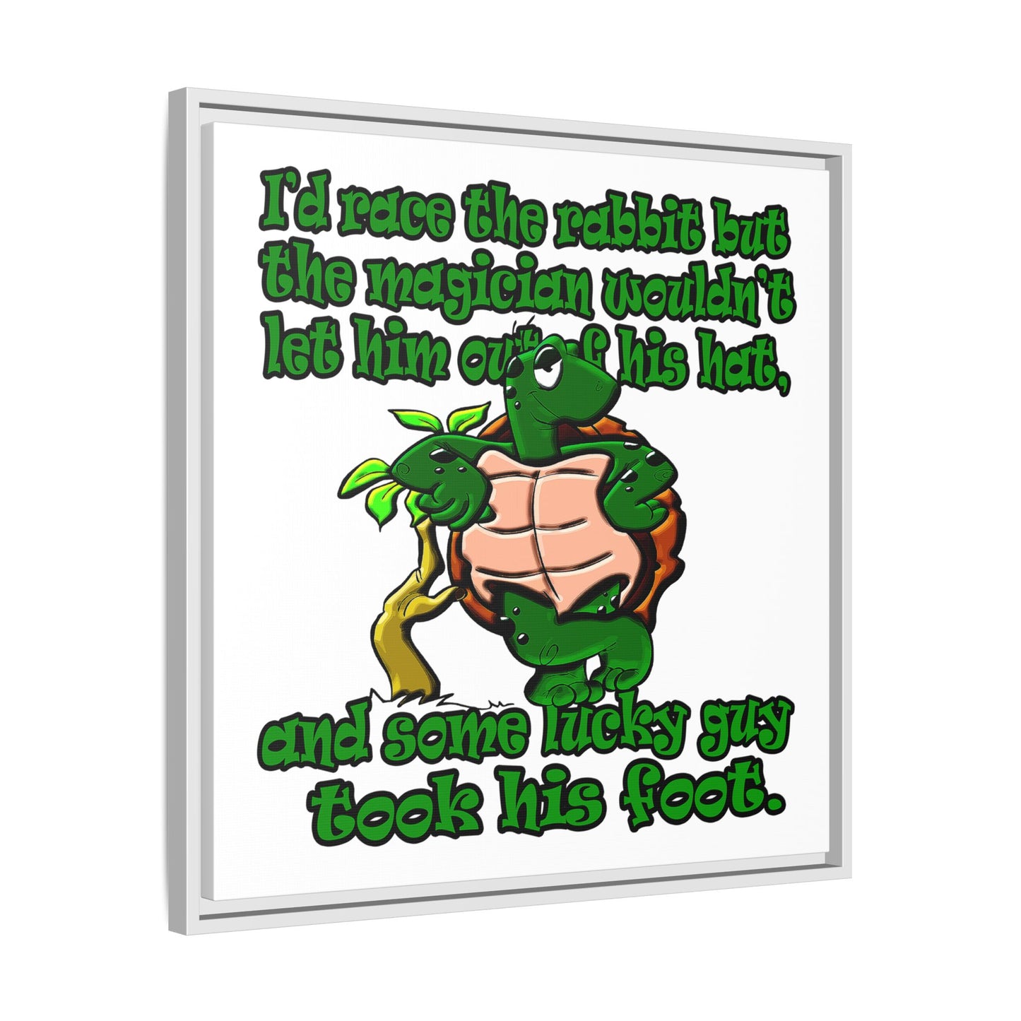 turtle race - framed canvas art (white)