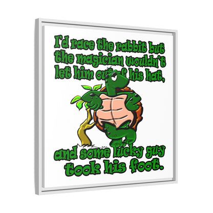 turtle race - framed canvas art (white)